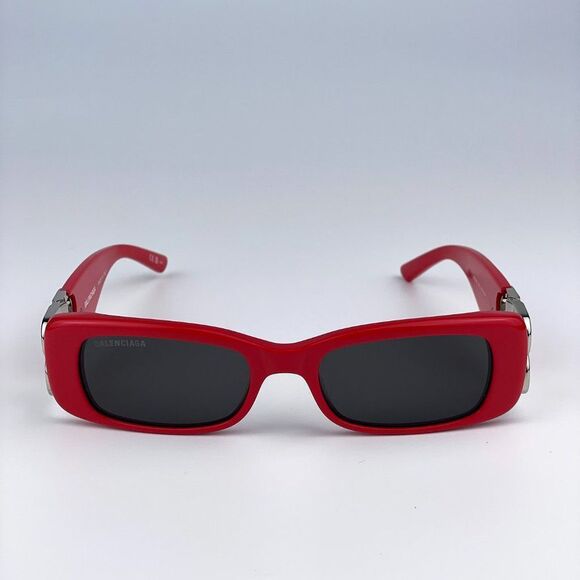 Balenciaga BB0096S 015 Sunglasses Red Silver Logo Rectangle Unisex - Picture 9 of 15